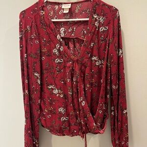 Floral wrap around blouse
